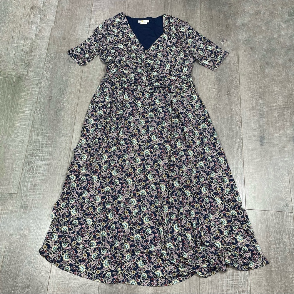 Boden Maxi Dress Floral Paisley Print Navy Size 16